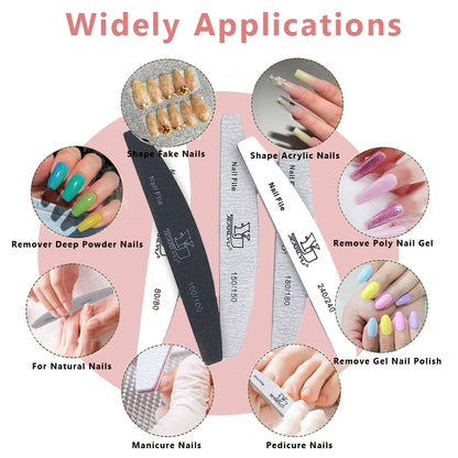 5 pz/lotto lima per unghie Mix Color Limas 80/100/150/180/240 grana professionale carta vetrata rimozione cuticole Buffer File Set di strumenti per Manicure