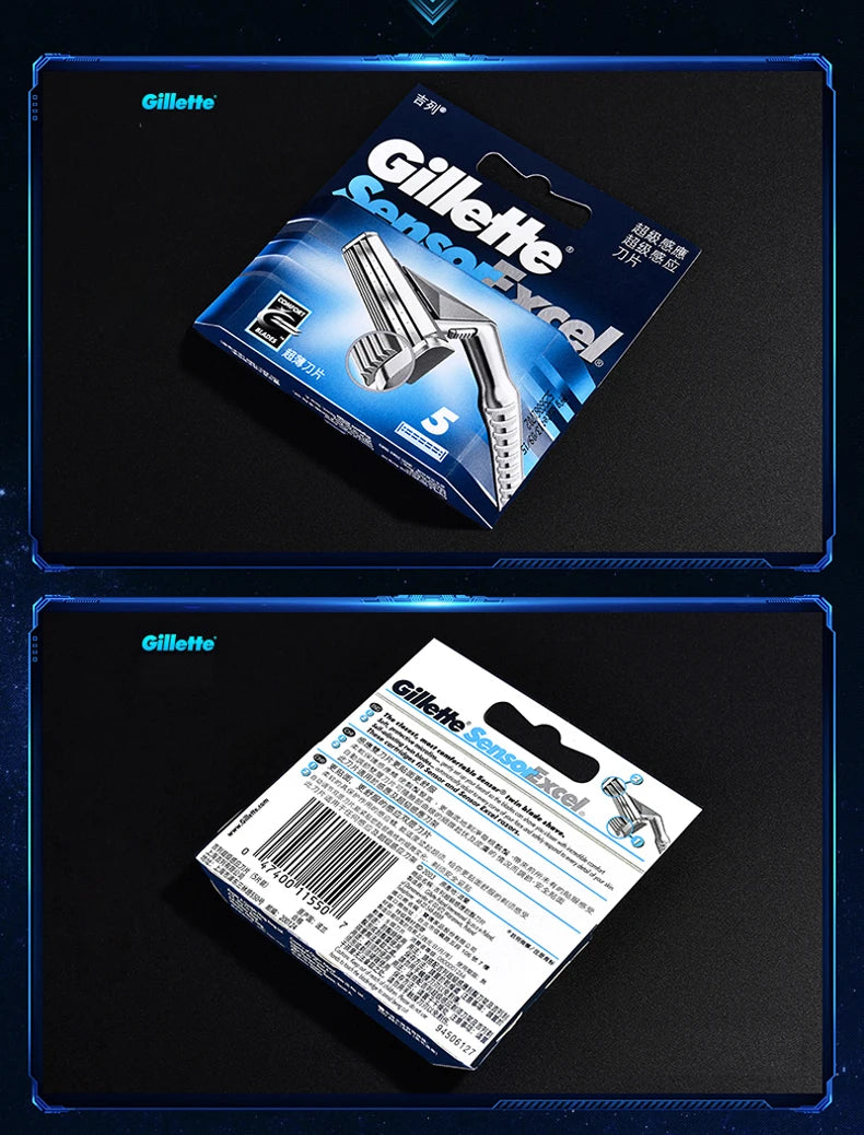 Gillette Sensor Excel Lama di rasoio da uomo Sostituisci testine Rasatura della barba Lame di rasoio a 2 strati per rasoio Vector 3