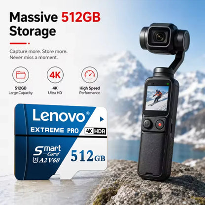 Scheda di memoria Micro SD TF Lenovo da 512 GB o 1 TB, classe A2, ad alta capacità, per registrazioni 4K, compatibile con DJI Mavic Mini, GoPro e Insta360.