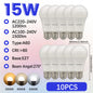 Confezione da 1-10 Lampadine LED 15W 120V 220V 3000K 4000K 6000K Luce Diurna CRI80 Senza Sfarfallio per Illuminazione Domestica Camera da Letto