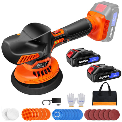 Lucidatrice per auto senza fili, macchina per lucidare con 2800-5500 giri/min, portatile 6", include 2 batterie, attivazione con un solo clic, indicatore del livello della batteria, indicatore delle marce.