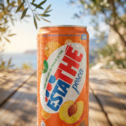 Estathe Pesca Tè Freddo alla Pesca 330ml Lattina Autentico Infuso di Tè Italiano Senza Glutine Bevanda Estiva Rinfrescante per Feste Attività all'Aperto Uso Quotidiano
