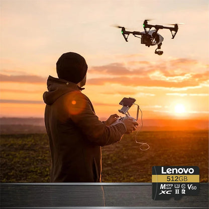 Scheda di memoria Lenovo ad alta velocità, 256 GB, 512 GB, classe 10, UHS-I, MicroSDXC, 1 TB, 128 GB, per droni DJI e fotocamere GoPro Hero, ideale per riprese in 4K.