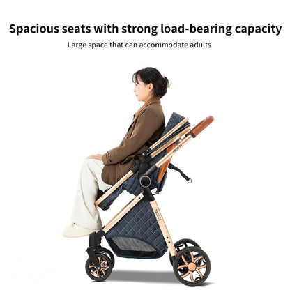 Passeggino Magic ZC 3 in 1, Sistema da Viaggio Compatto e Pieghevole con Navicella, Seggiolino Auto per Neonati e Seduta Reversibile, Carrozzina High Landscape, Ruote Ammortizzate, Manubrio Regolabile, Chiusura con Una Mano,