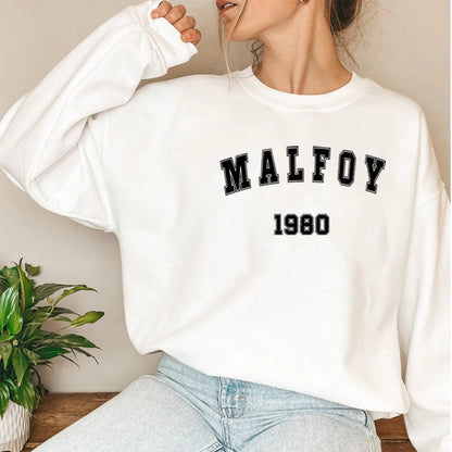 2025 Felpa Draco Malfoy Film Magico HP Wizard World Pullover Vintage Wizard School Retro Malfoy 1980 Felpe girocollo