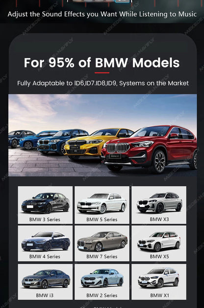 Mekede Android 13, processore a 8 core, 8 GB di RAM, 128 GB di memoria, TV box portatile, CarPlay wireless, Android Auto wireless, navigazione GPS, menu multimediale, equalizzatore, compatibile con BMW ID6, ID7, ID8, ID9, sup