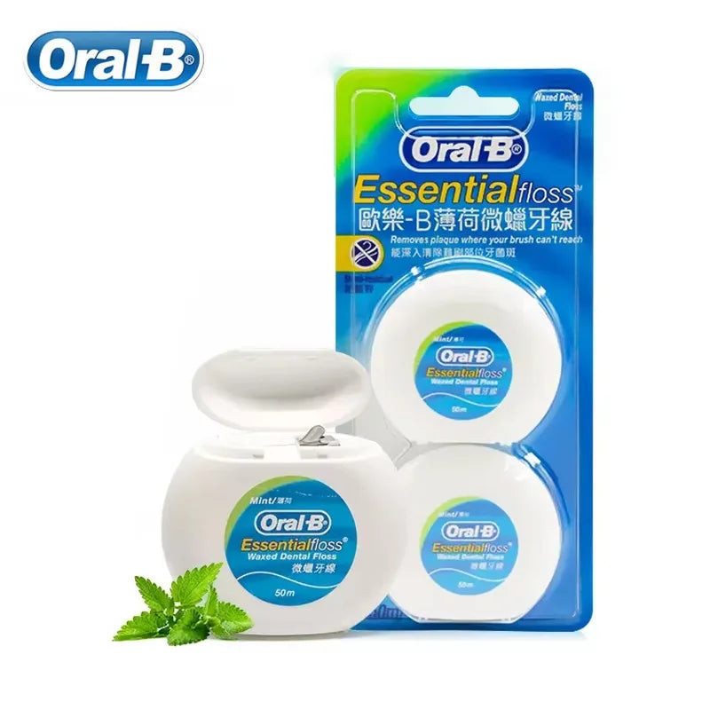 Filo Interdentale Oral B Essential Senza Cera, 2 Confezioni da 50m Ciascuna, per Pulizia Interdentale e Cura delle Gengive