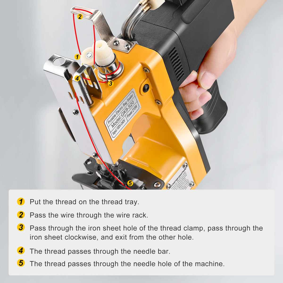 Macchina da cucire chiudiporta industriale con serbatoio dell'olio Stitcher per sacchetti portatile per riso/sacchio/tessuto/carta/sacchetti di plastica GK9-520 220V