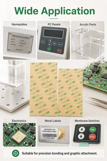 Foglio Adesivo 3M 467MP, Nastro Biadesivo Ultra Sottile 200MP per Alte Temperature, per Metallo, PC, Acrilico, Elettronica, 100x200/240x300mm