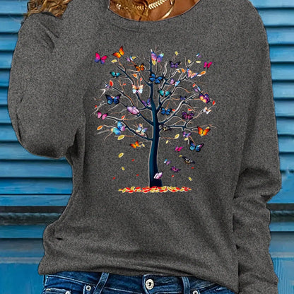 Abbigliamento primaverile e autunnale da donna in cotone 100 T-shirt stampata con cuore colorato Manica lunga Girocollo Top casual