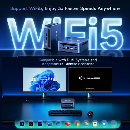 MLLSE M4 Pro Mini PC con Processore Intel Core I7-8665U, 16GB RAM DDR4, 480GB SSD, WiFi 5, BT 4.2, Win11, Mini Computer Desktop