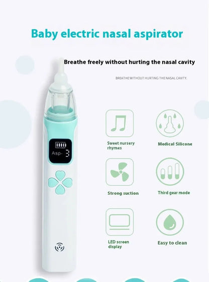 Aspiratore Nasale Elettrico per Bambini in Silicone con Aspirazione Regolabile, Sicuro, Pratico e Silenzioso