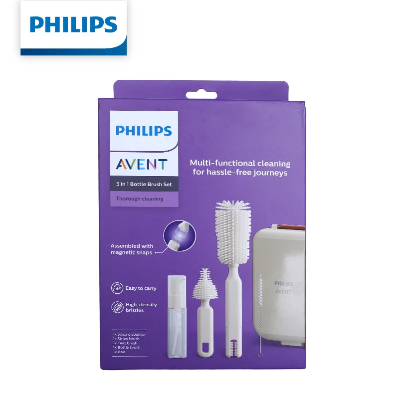 Set di spazzole per biberon Philips AVENT, kit di spazzole multifunzionali per la pulizia dei tettarelle dei biberon, per accessori per l'alimentazione dei neonati