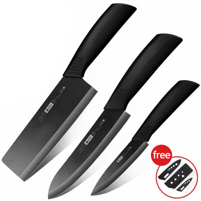 Set di coltelli in ceramica da 3 pezzi, coltelli da chef ultra affilati con fodere protettive, lama antiaderente per cucinare, affettare, utensili da cucina