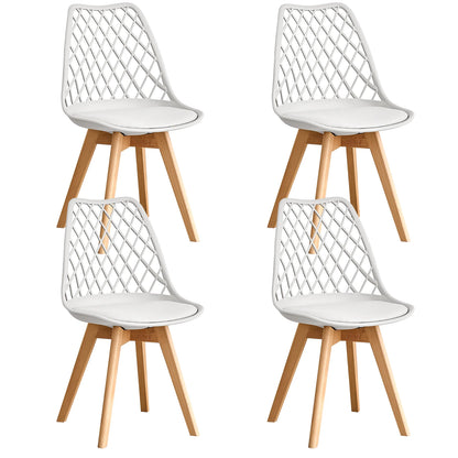 Set di 4/6 sedie da pranzo moderne con schienale in rete con gambe in legno massello e cuscini imbottiti, per sala da pranzo/camera da letto, sedia da caffè