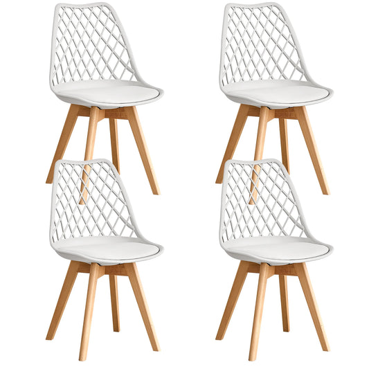 Set di 4/6 sedie da pranzo moderne con schienale in rete con gambe in legno massello e cuscini imbottiti, per sala da pranzo/camera da letto, sedia da caffè