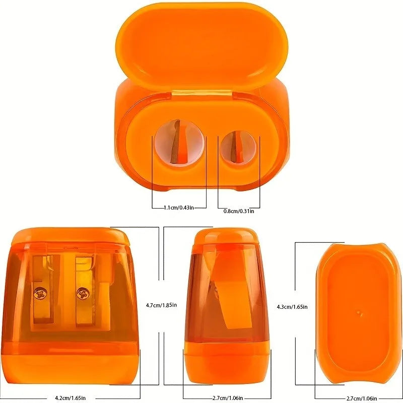 4 pz/set Studente di Plastica di Colore Trasparente Temperamatite Doppio Foro Schizzo Temperamatite Manuale Temperamatite