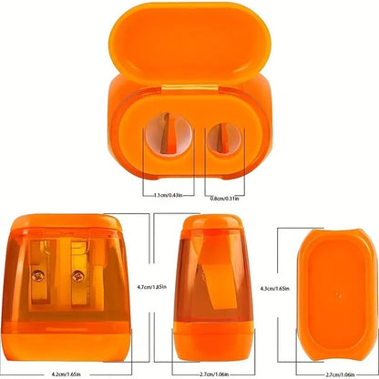4 pz/set Studente di Plastica di Colore Trasparente Temperamatite Doppio Foro Schizzo Temperamatite Manuale Temperamatite