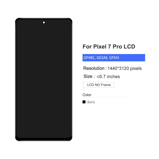 Display LCD e Touch Screen di Ricambio per Google Pixel 7 Pro Compatibile con i Modelli GP4BC GE2AE - Ricambi per Telefoni Cellulari