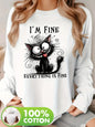 T-shirt da donna in 100% puro cotone, ideale per la primavera e l’autunno, comoda, casual, a maniche lunghe, con stampa grafica a tema parigino e scollo rotondo.