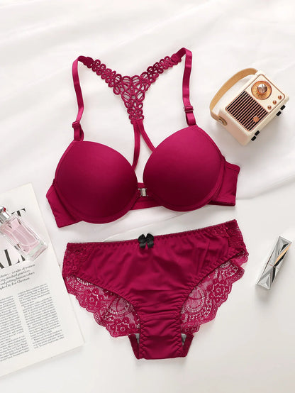 Signore nero rosso blu con cerchi in acciaio fibbia anteriore bellissimo set di biancheria intima reggiseno pull up posteriore A2128
