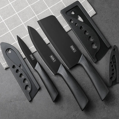 Set di coltelli da cucina, compresi mannaia, coltello da chef e coltello da frutta, con ceppo portacoltelli, adatto per sbucciare carne e verdure