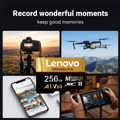 Scheda di memoria Micro SDXC TF Lenovo, alta velocità di trasferimento, UHS-I C10 U3, 64 GB, 128 GB, 256 GB, 512 GB, 1 TB, per PC, laptop e telecamere di sorveglianza.
