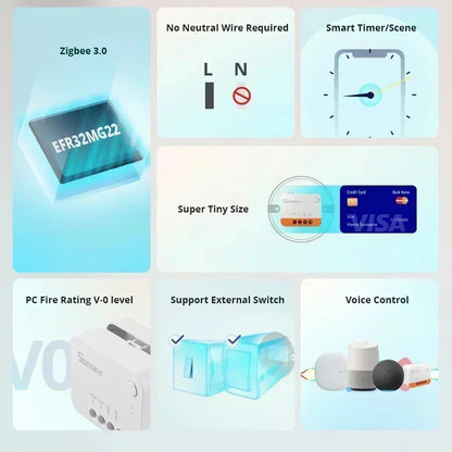 SONOFF ZBMINI L2 Zigbee Zbminil2 Interruttore smart Zigbee Mini L2 Nessun cavo neutro richiesto Controllo bidirezionale a 1 gruppo Alexa Google Home