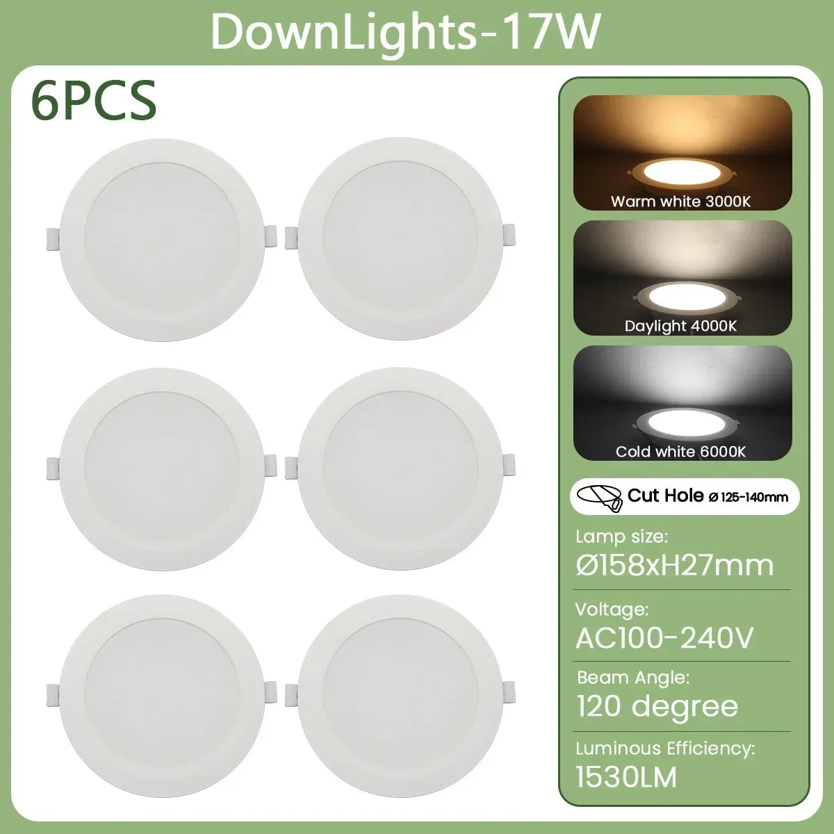 6Pack 24W 17W 14W 10W 6W Bianco Rotondo Da Incasso Led Da Incasso Luce di Pannello 110V 220V Caldo Freddo illuminazione Foyer Studio Casa Interno