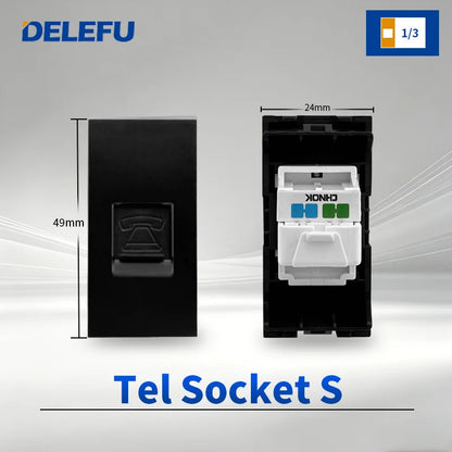DELEFU Modulo Presa Combinabile Tipo-C Brasile - Uso Domestico - Nero - Assemblaggio Fai-da-te - Presa con Interruttore per Ricarica Rapida USB Tipo-C