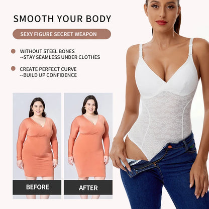 3 in 1 Perizoma in pizzo Body Donna Shapewear Nuovo Shaper completo del corpo Vita sottile Controllo della pancia Biancheria intima Pancia piatta Liscia Faja