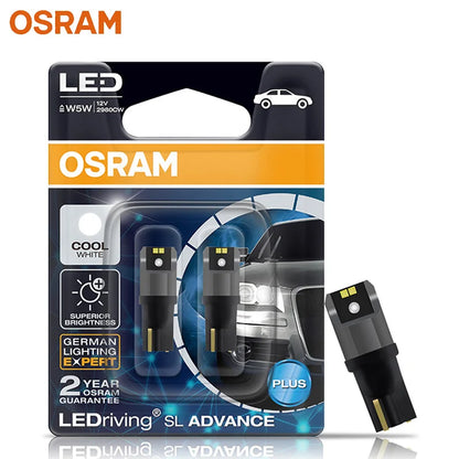 OSRAM LED T10 6000K W5W 194 LEDriving SL Advance 6000K Bianco Lampadine da lettura per auto Lampade per porte Luce interna 12V 1.5W 2980CW, Coppia