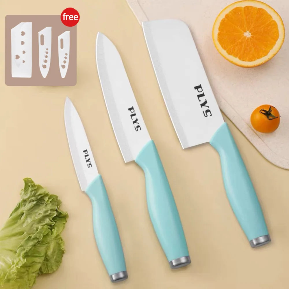 Set di coltelli in ceramica da 3 pezzi, coltelli da chef ultra affilati con fodere protettive, lama antiaderente per cucinare, affettare, utensili da cucina