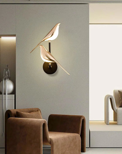 Lampade da Parete LED Girevoli a Forma di Uccello Magpie con Spina EU/US per Comodino, Camera da Letto, Lampade da Parete Nordiche, Applique per Cucina e Sala da Pranzo