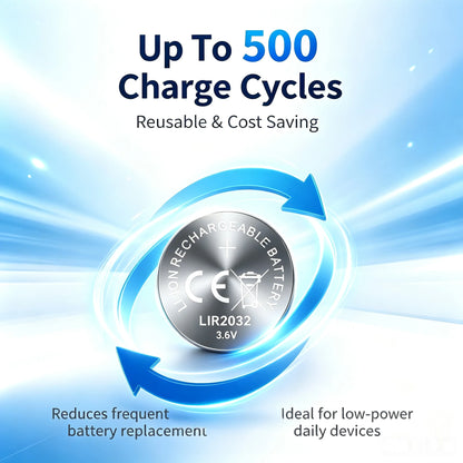 Batteria al Litio Ricaricabile LIR2032 LIR2025 LIR2016, Sostitutiva per Pile a Bottone CR2032 CR2025 CR2016 per Orologi