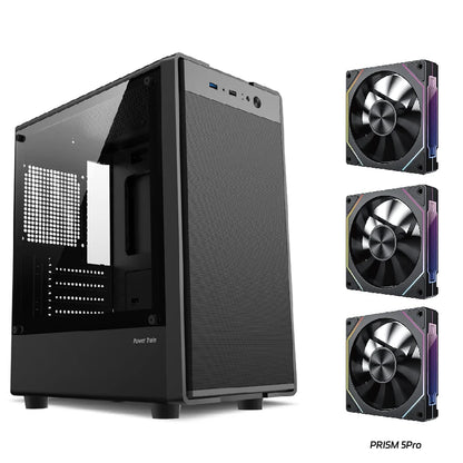 Case PC Power Train Flying MATX Mini-ITX con Alimentatore SFX/ATX, Chassis Desktop Portatile con Porta USB e Pannello in Rete Metallica