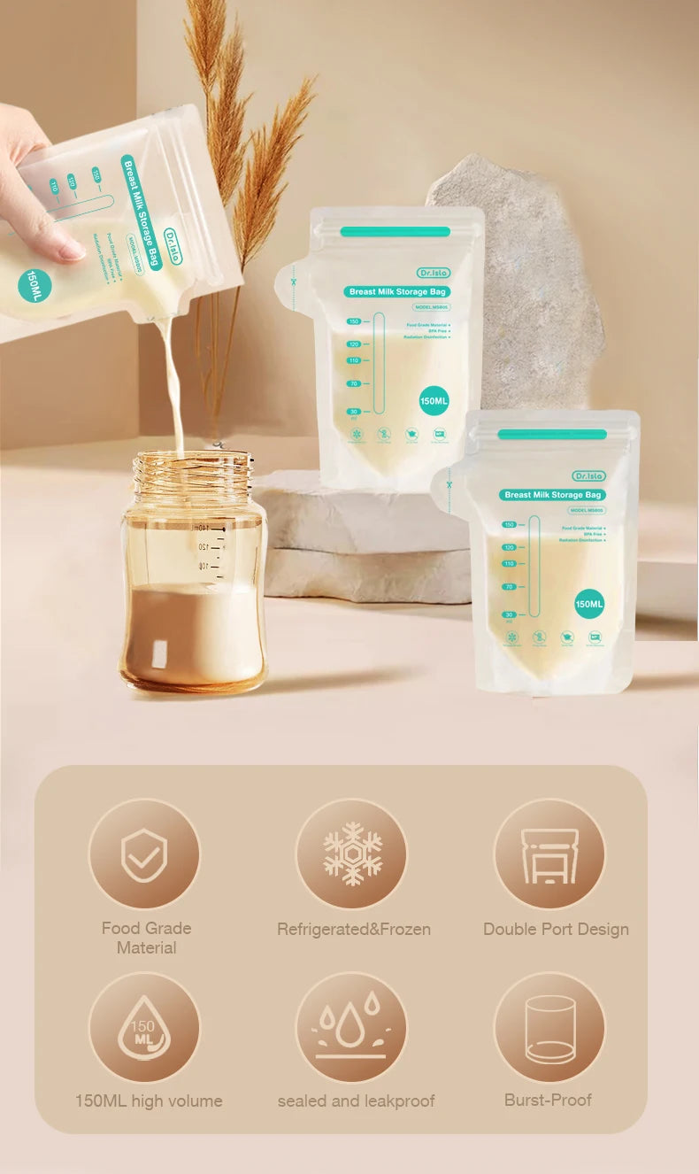 MAMIJOY 10/30 Pz 150/250 ML Sacchetto di Stoccaggio del Latte Materno Capacità Usa E Getta Sacchetto di Immagazzinaggio del Latte Congelato BPA Libero MSB05