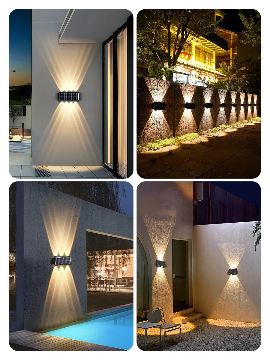 3 pezzi/1 pezzo Lampada da parete solare per cortile, strada, impermeabile, lampada da giardino esterna, decorazione solare per la casa, illuminazione da parete a LED per esterni