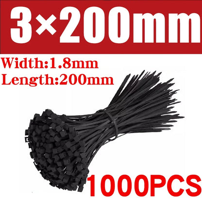 500/1000PCS fascette per cavi in Nylon di plastica fascette per cavi autobloccanti cinghie per cavi regolabili anello di fissaggio fascette per cavi per ufficio a casa