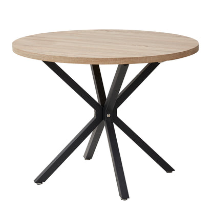 Tavolo da pranzo rotondo in stile nordico EGOONM, 100 cm, piano in MDF, gambe in metallo nero, ideale per sala da pranzo, cucina e arredamento della casa.