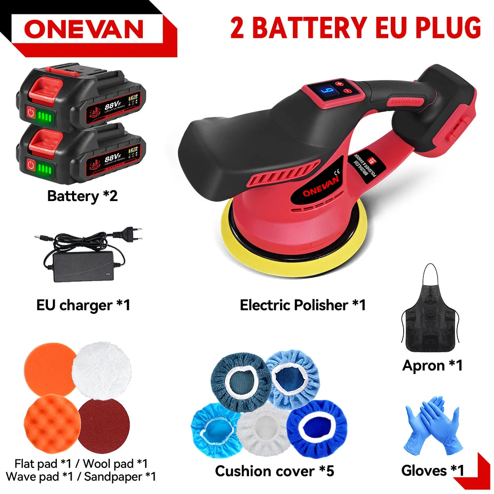 ONEVAN 2000W Potenza Brushless Cordless Lucidatrice Elettrica 6 Gear 8500RPM Palmare Auto Ceretta Strumento di Lucidatura Per Makita Batteria Spille