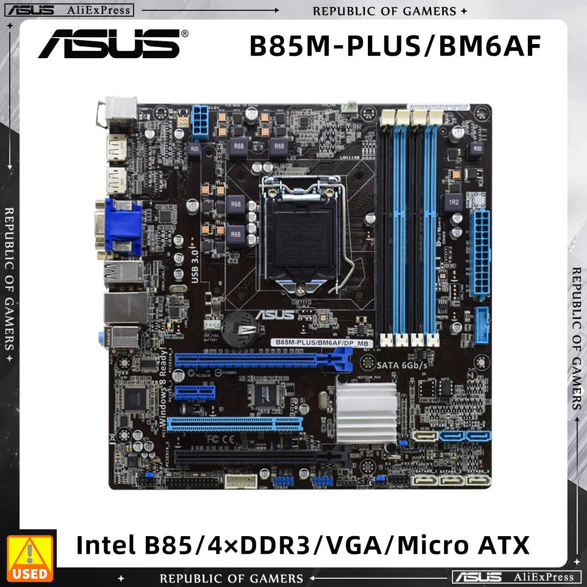 Scheda madre ASUS B85M-PLUS/BM6AF LGA1150 supporta CPU i7-4790S i7-4770K i5-4670K 4590 4570 4460 i3-4360 4xDDR3 PCIe 3.0 B85 mATX