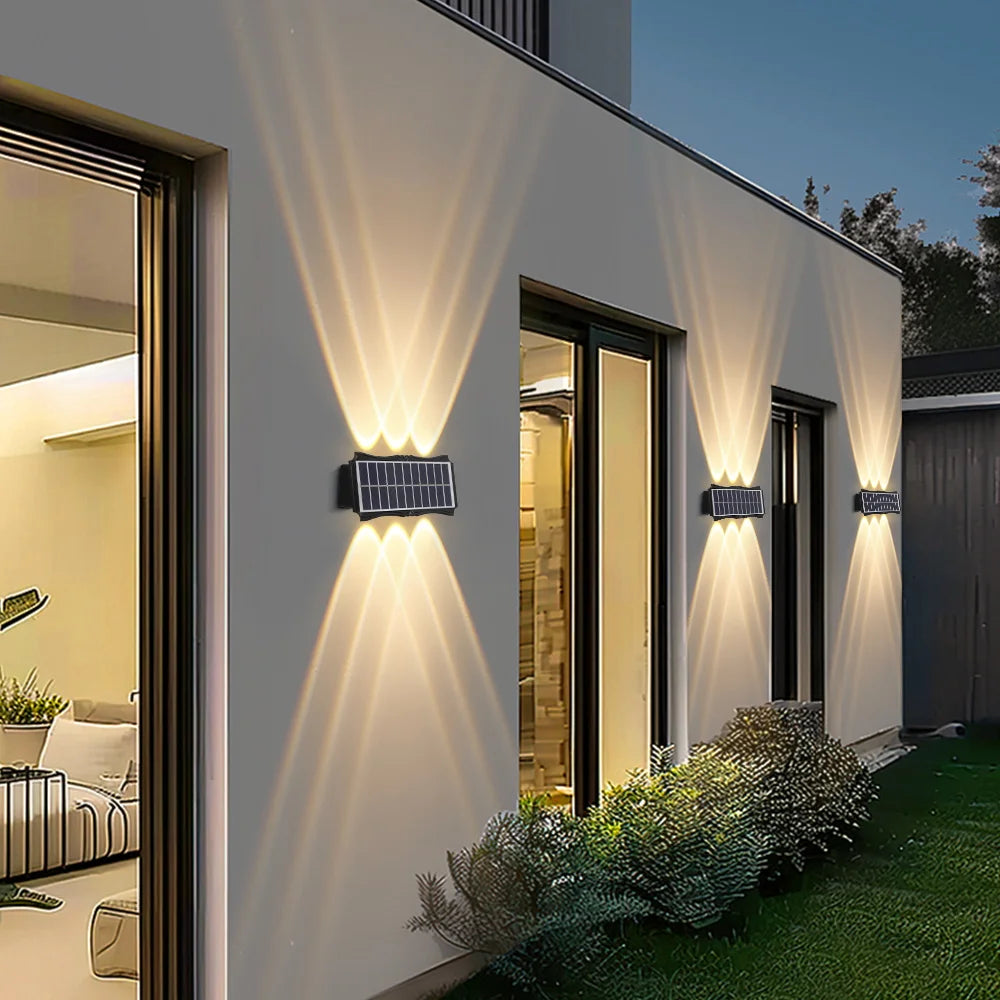 3 pezzi/1 pezzo Lampada da parete solare per cortile, strada, impermeabile, lampada da giardino esterna, decorazione solare per la casa, illuminazione da parete a LED per esterni