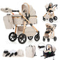 Passeggino 3 in 1 High Landscape per Neonati, Carrozzina Pieghevole Portatile di Lusso con Seggiolino Auto e Navicella da Viaggio