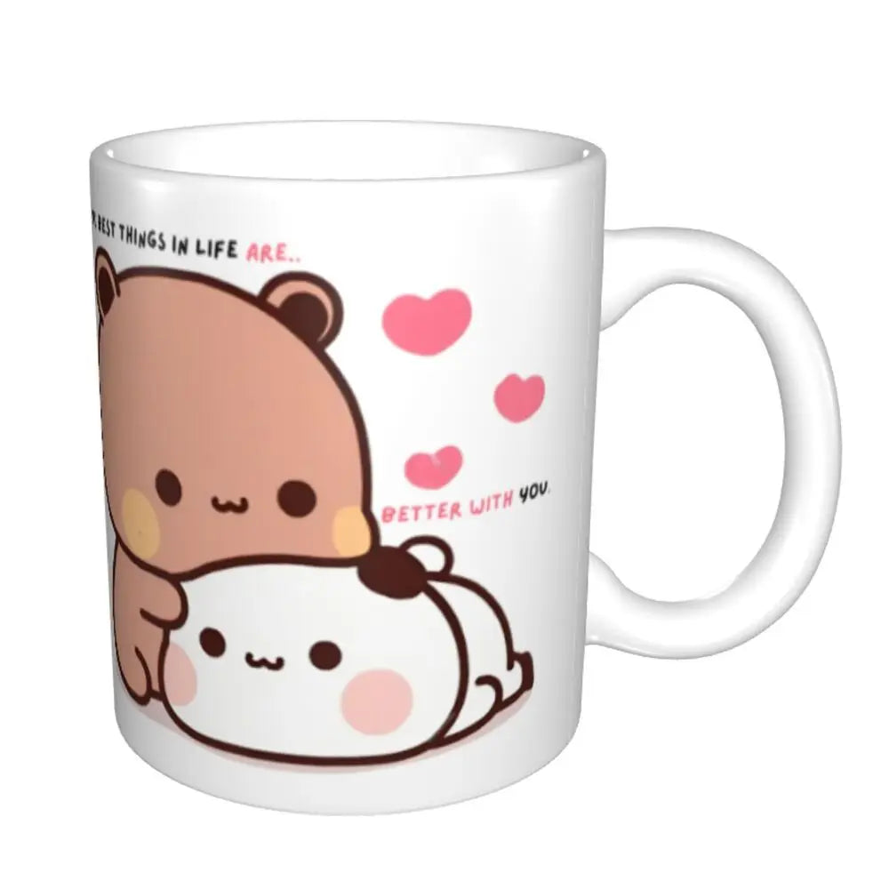Tazze personalizzate per coppia Bubu Dudu Panda e Brownie Bear Tazza da caffè per tè al latte in ceramica fai-da-te
