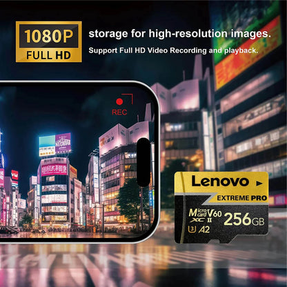 Scheda Micro SD Lenovo 1TB, Scheda di Memoria TF 256GB 512GB Classe 10 U3 A2 ad Alta Velocità per Registrazione Video 4K per Dash Cam, Fotocamera, Drone, Telefono