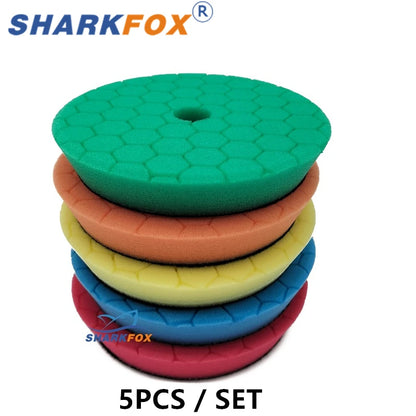 Sharkfox Disco Lucidante per Auto 5/6 Pollici, Tamponi Lucidanti Autoadesivi, Tampone Lucidante in Schiuma Tedesca per Lucidatura e Ceratura per DA/RO