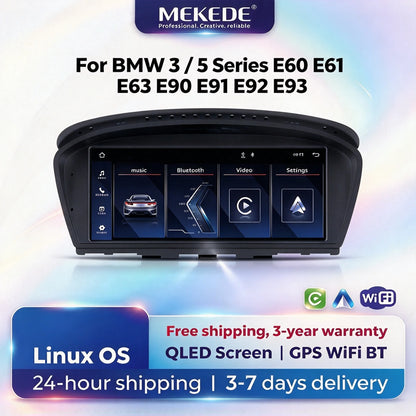 MEKEDE Sistema di Navigazione GPS Multimediale Wireless CarPlay Android Auto da 8,8 Pollici per BMW Serie 3/5 E60 E61 E63 E64 E90 E91 E92 E93 Schermo QLED Lettore Video 4K Autoradio