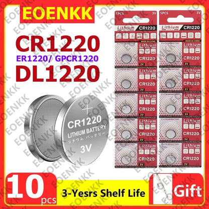100 Pezzi Nuove Batterie CR1220 ad Alta Capacità, Batterie a Bottone al Litio CR 1220 per Orologi, Dispositivi Sanitari, Calcolatrici, ecc. 3V