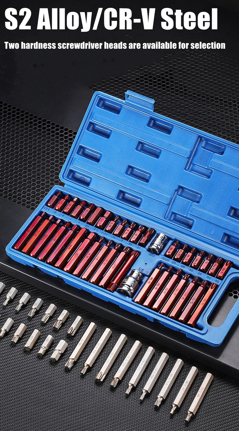 40 pezzi Torx Star Spline Set di punte a esagono incassato Kit di strumenti Cacciavite di precisione Bit Attrezzatura per garage Strumenti di riparazione professionali per auto